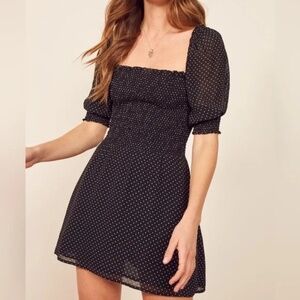 Reformation Elle Smocked Minidress IN POINT SIZE 8